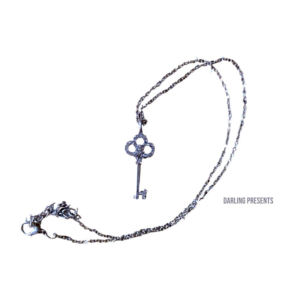 Crystal Key Necklace Women Color Silver